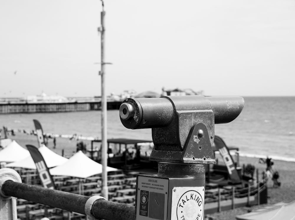 Binoculars Seafront Black And White