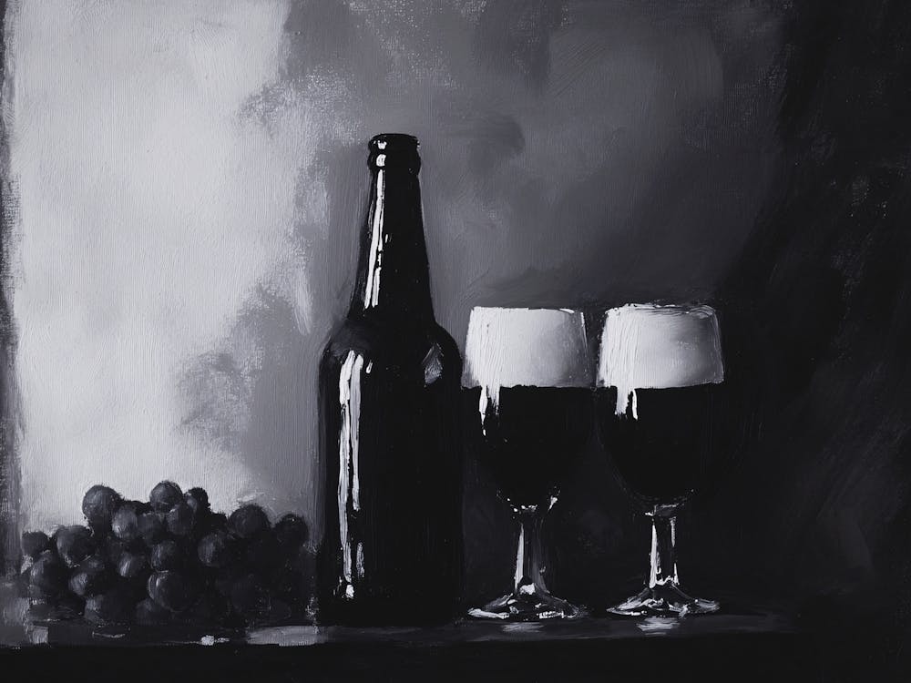 Two Glasses Of Beer Black and White