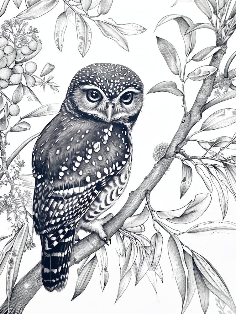 Northern Pygmy Owl Drawing 3