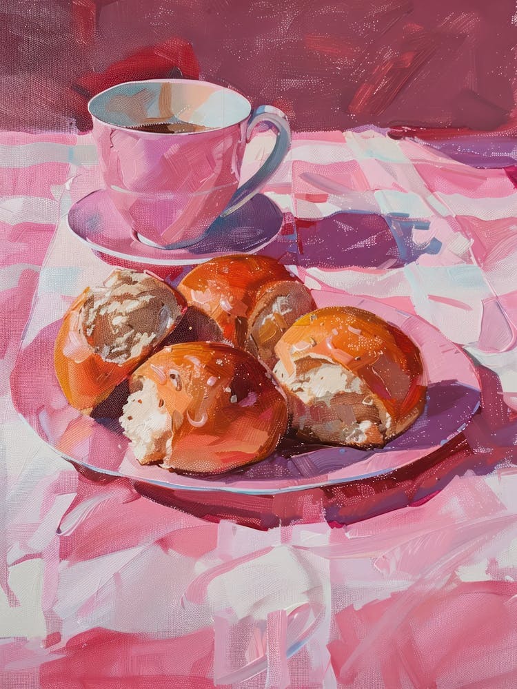 Pink Breakfast Food Hot Cross Buns 1