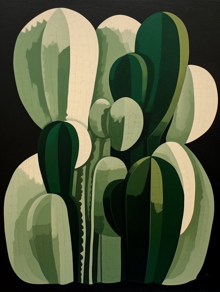 Modern Abstract Cactus Painting Echinocereus Cactus 4