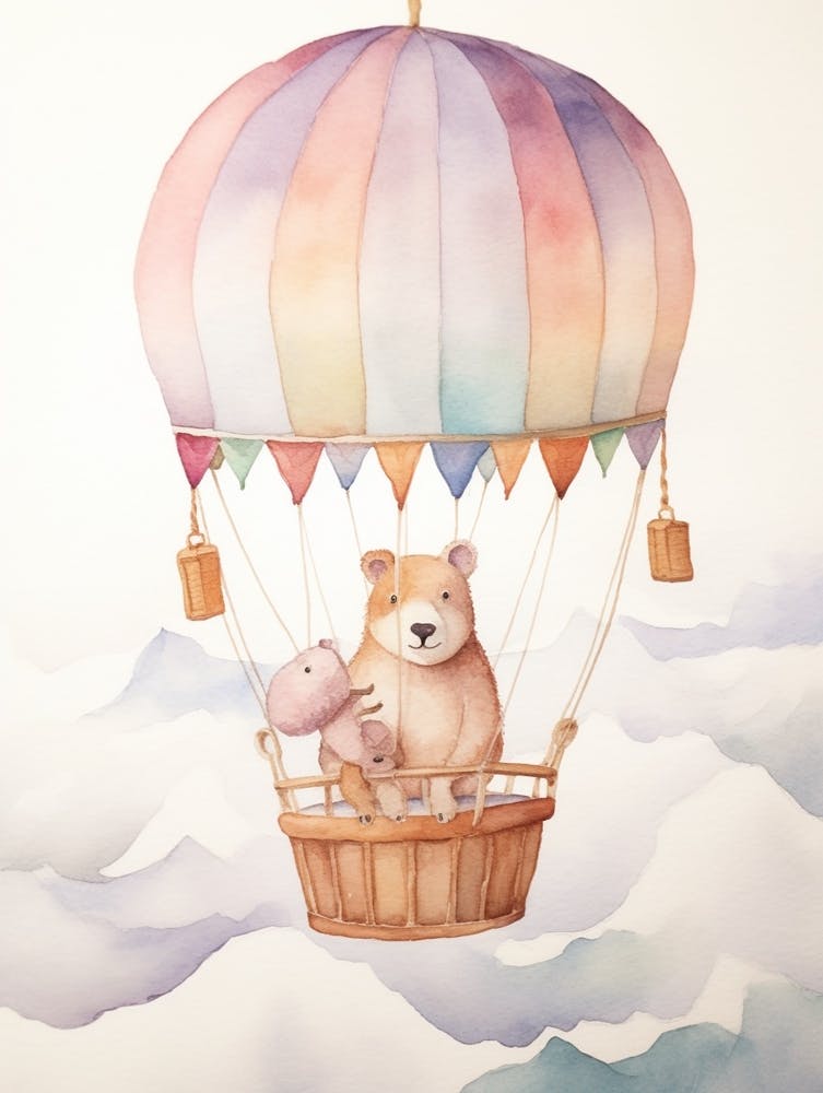 Baby Capybara 4 In A Hot Air Balloon