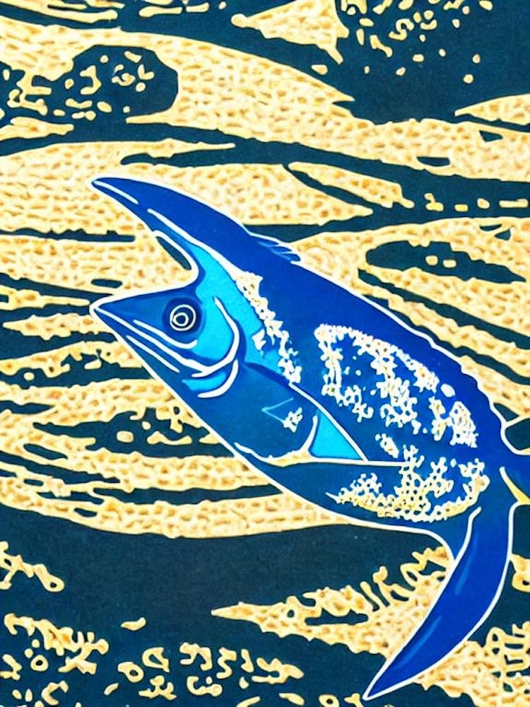 Blue Tang Linocut