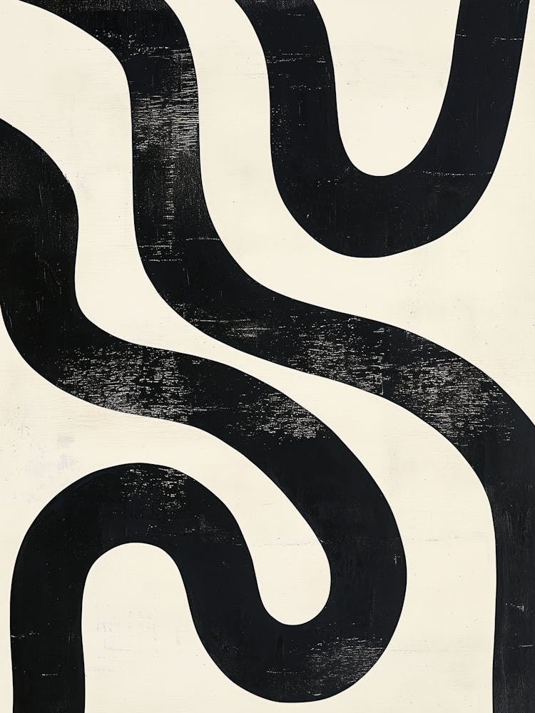 Minimalist Black And White Wavy Lines