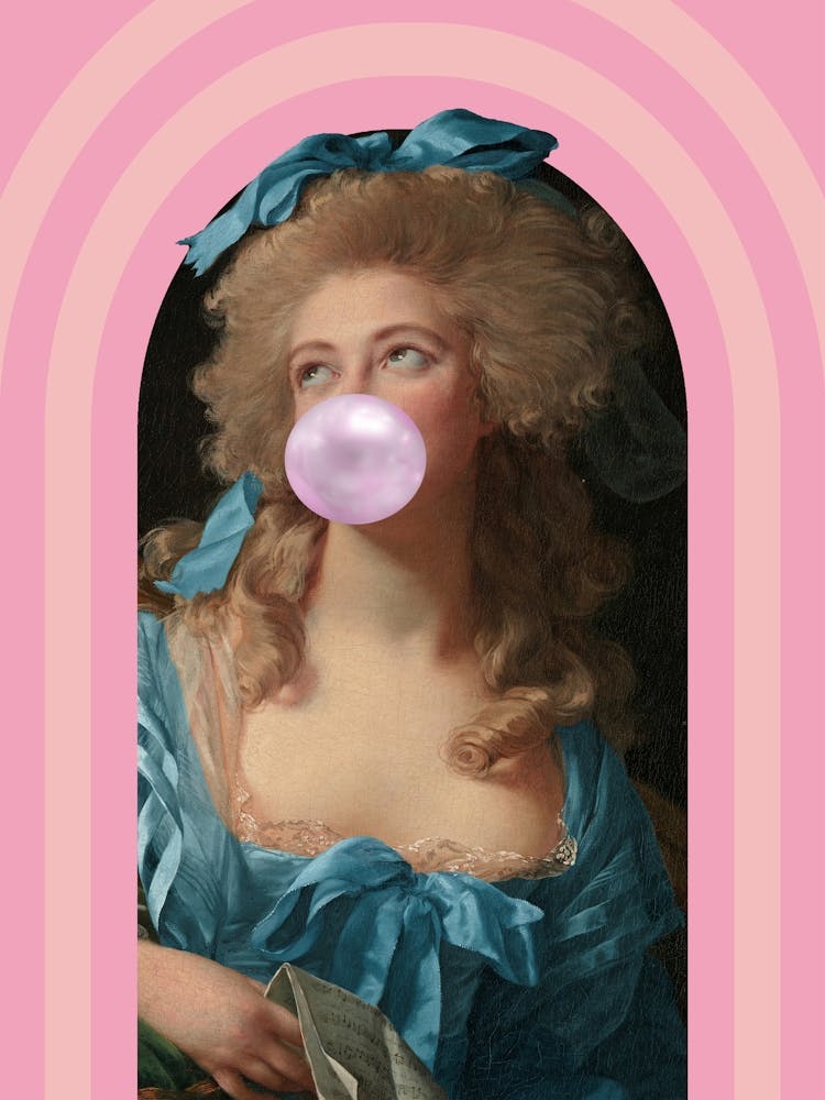 Lady Blowing A Bubble