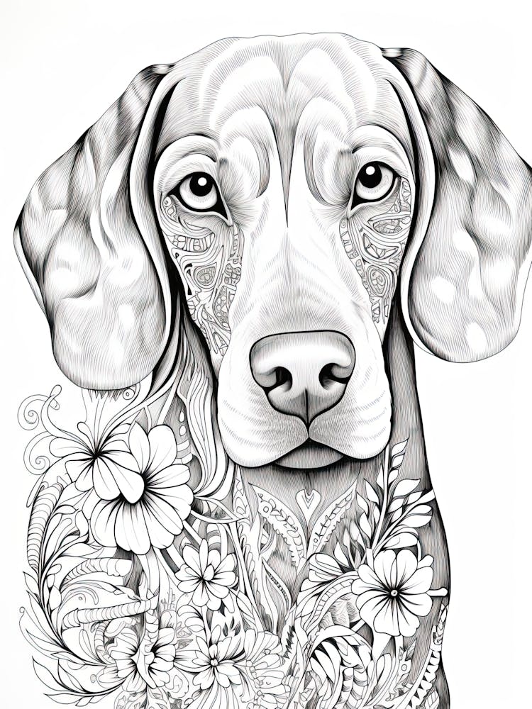 Weimaraner Dog, Line Drawing 3