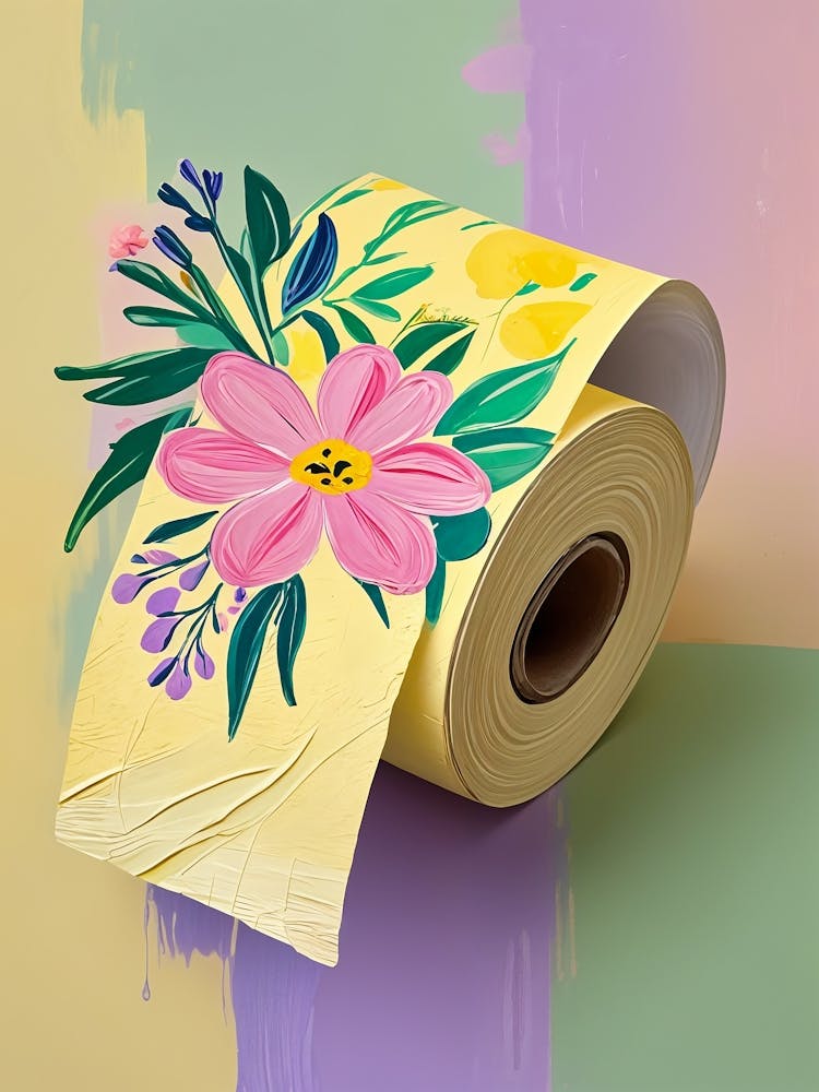 Floral Roll Of Toilet Paper