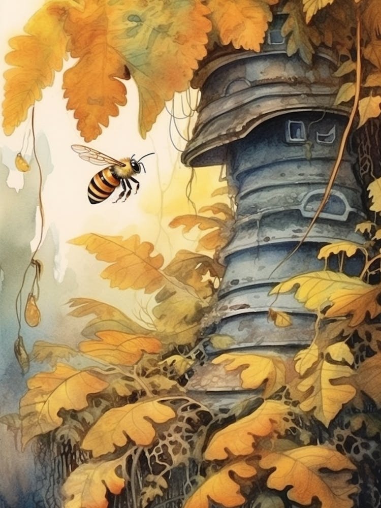 Nectar Bee Beehive Watercolour Illustration 4