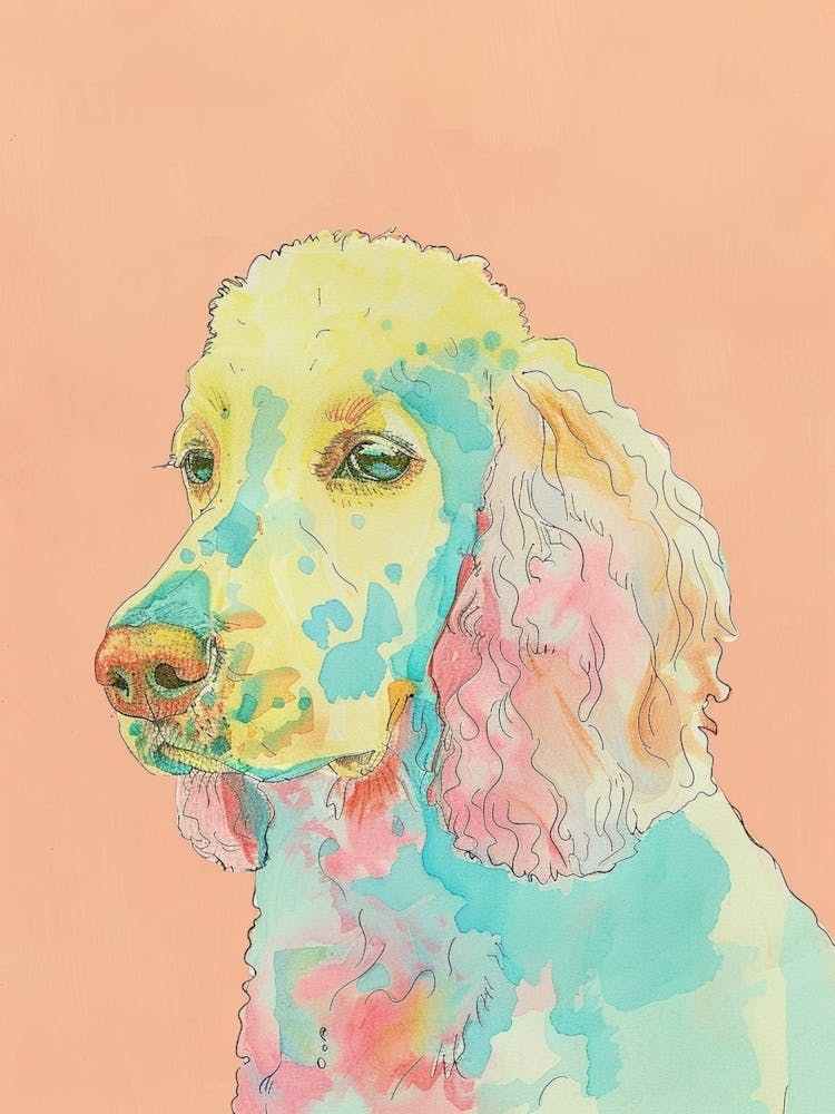 Pastel Spaniel Dog Line Illustration 1