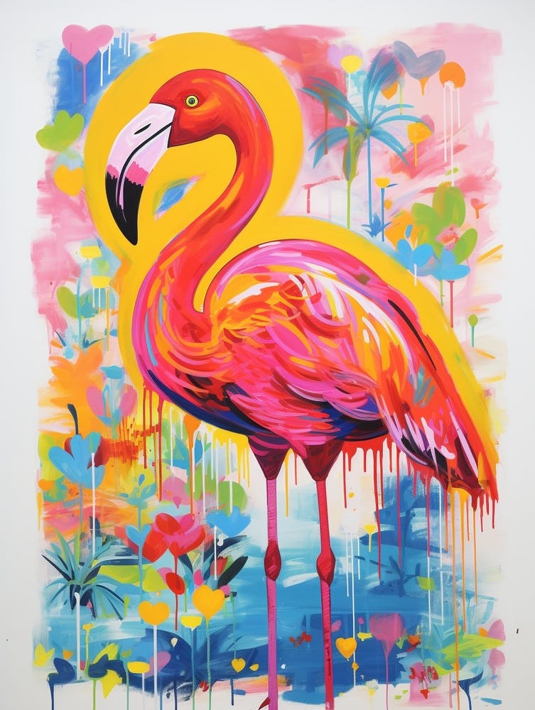 Colourful Bird Painting Flamingo 1