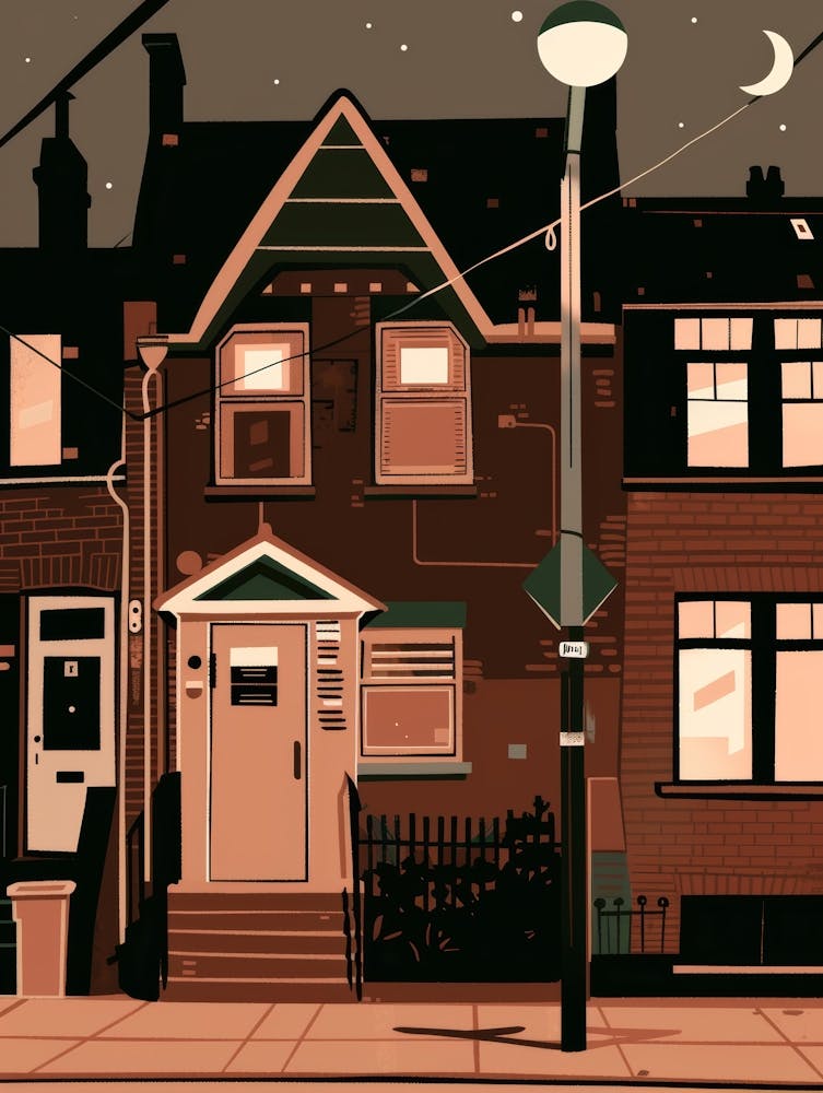 Illustration Of Houses At Night