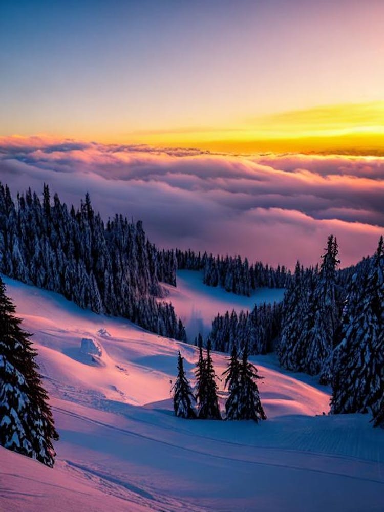 Alta Badia, Italy Sunrise Skiing Poster