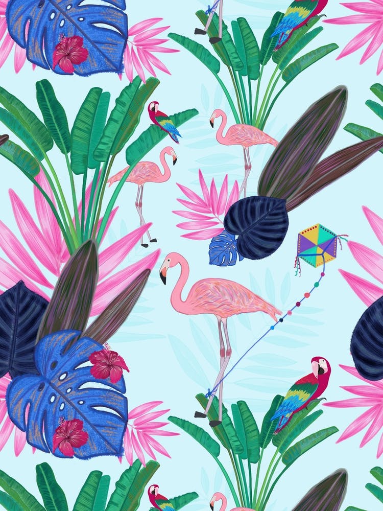 Flamingo mit Drachen