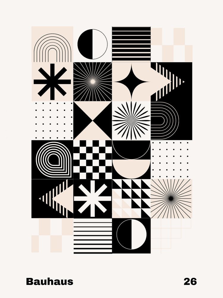 Geometric Bauhaus Poster B&W 26