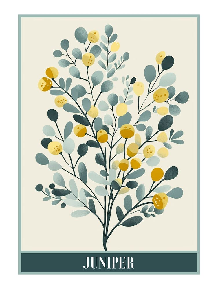 Juniper Tree Flat Illustration 2 Poster