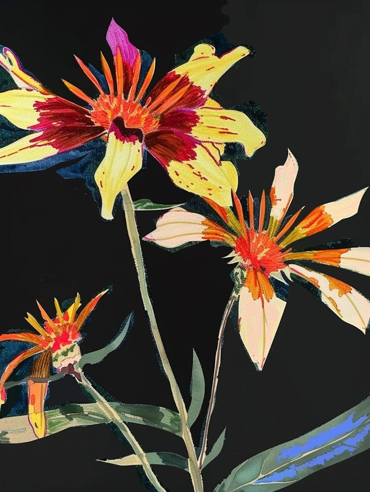 Neon Flowers On Black Gaillardia 2