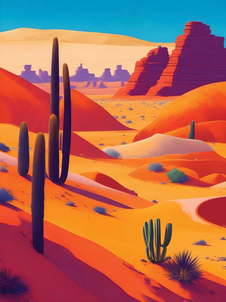 Desert Landscape with Cactus