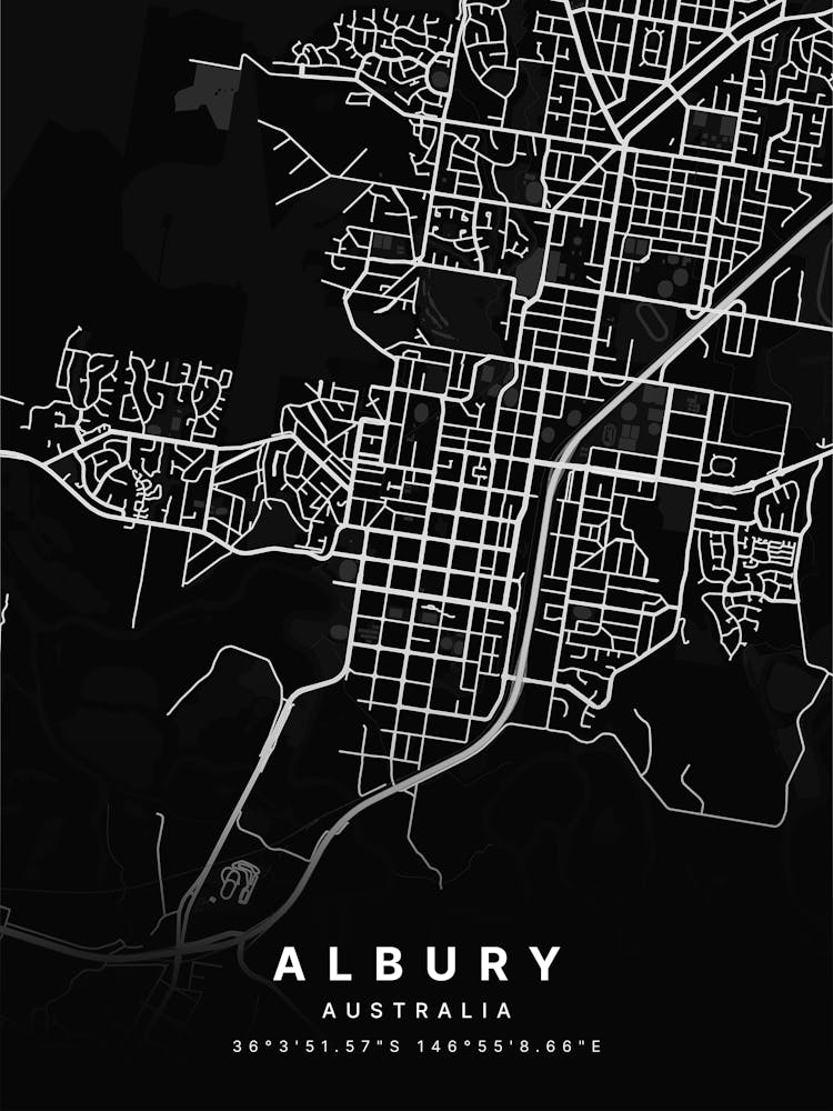 Albury Australia Black Map 1