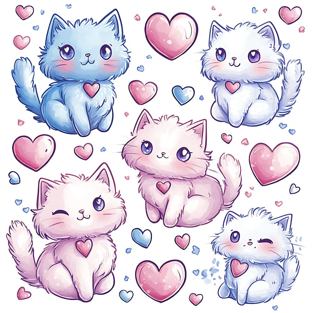 Cute Kittens Pastel Candy Hearts 13
