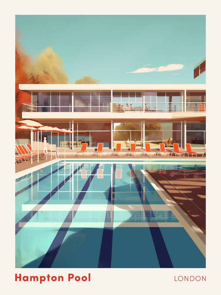 Hampton Pool London Swimming Poster