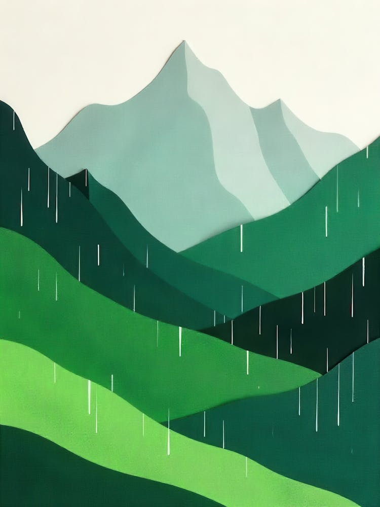 Abstract Mountain Landscape With Rain