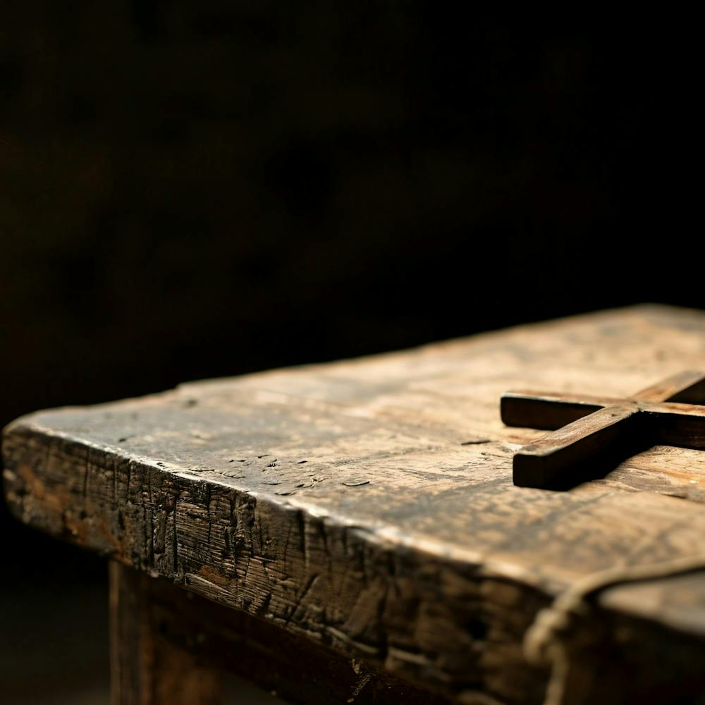 Cross On A Wooden Table