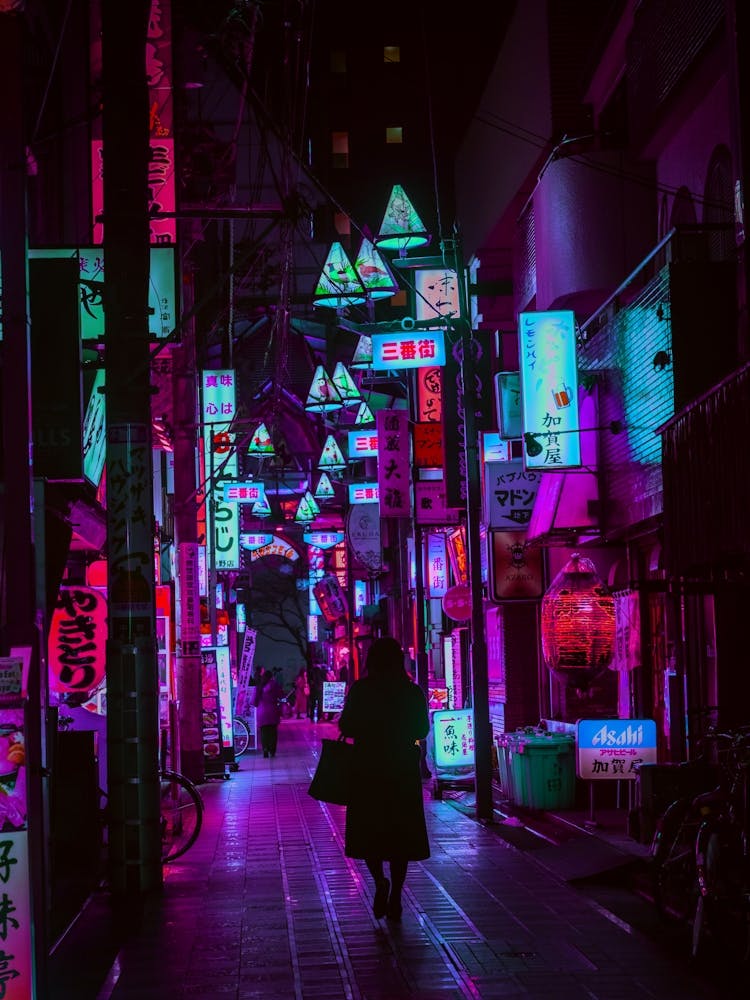 Neon Night City of Cyberpunk Tokyo