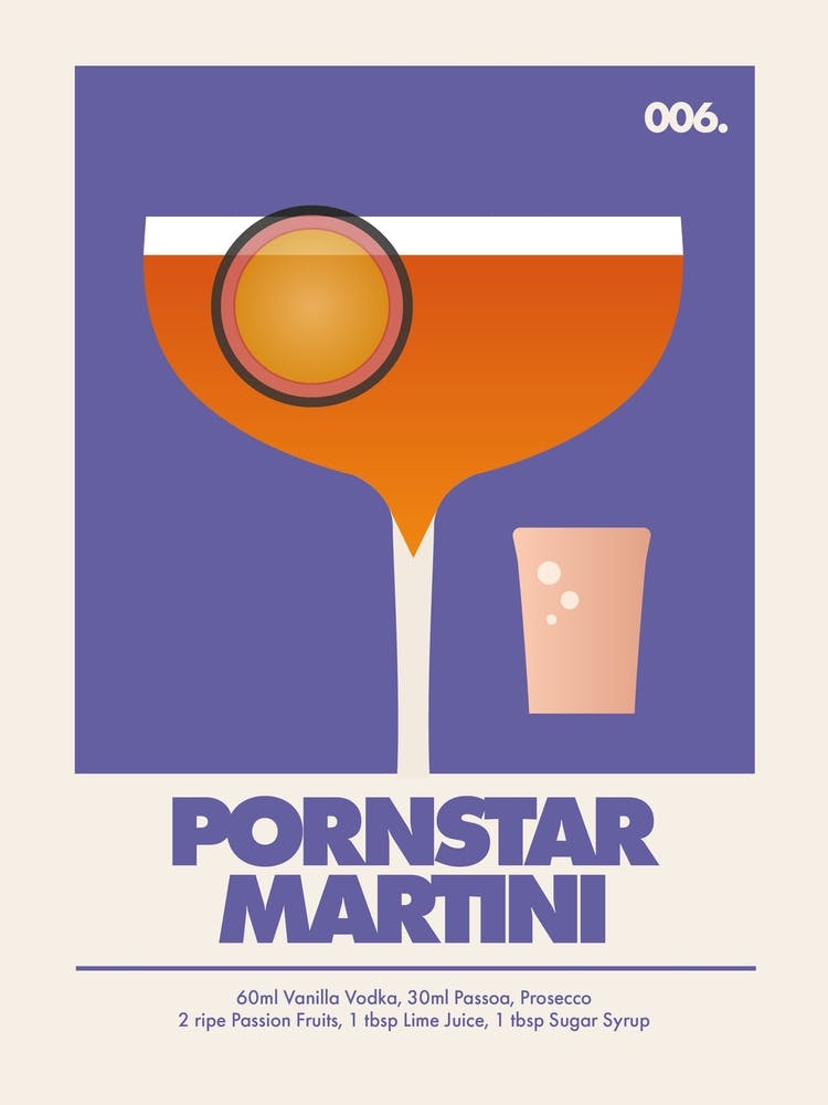 Pornstar Martini, Cocktail Print (Purple)