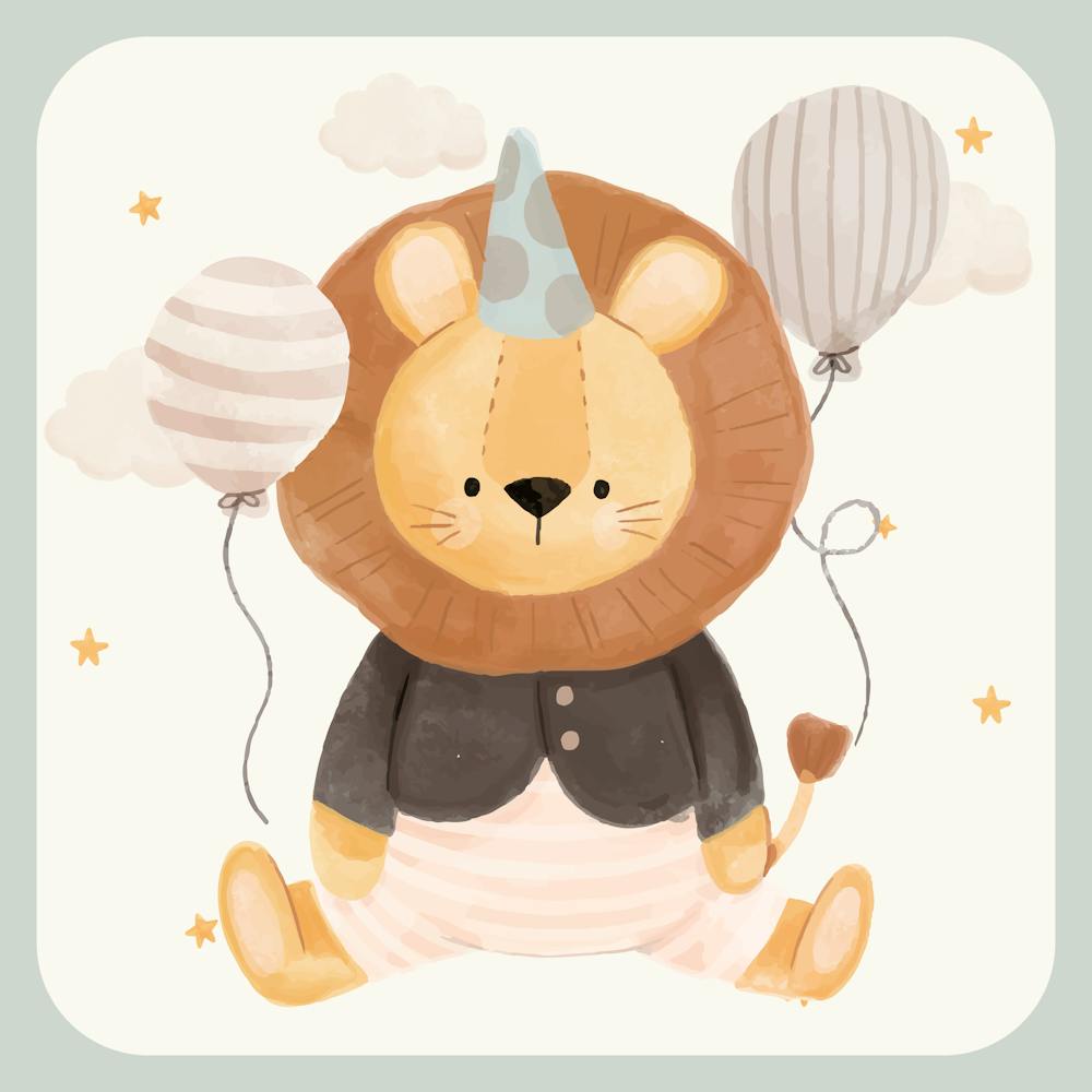 Lion With Balloons | Cosy Nursery Decor