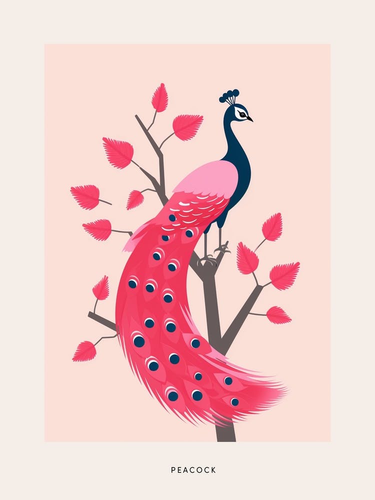 Minimalist Peacock 2 Bird Poster