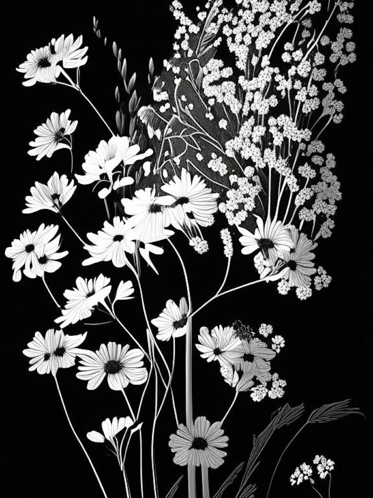 Baby's Breath Wildflower Linocut 2