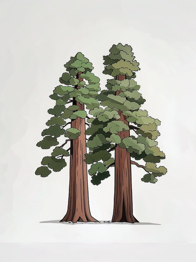 Redwood Tree Pixel Illustration 3