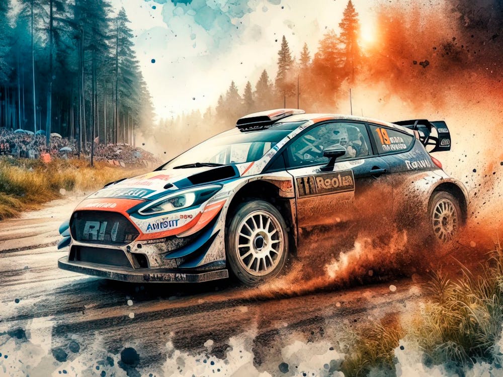 Rally Car In The Forest