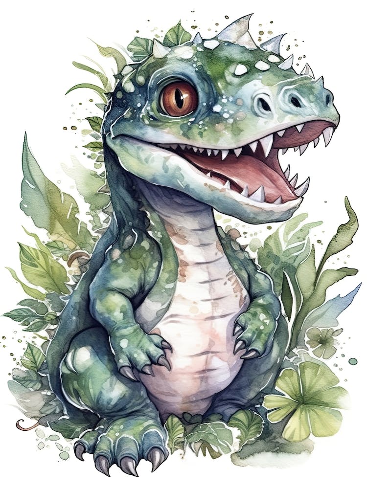 Indominus Rex Cute Dinosaur Watercolour 3