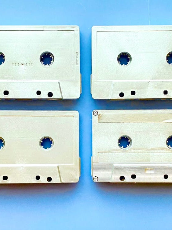 Cassettes - Silver on Blue