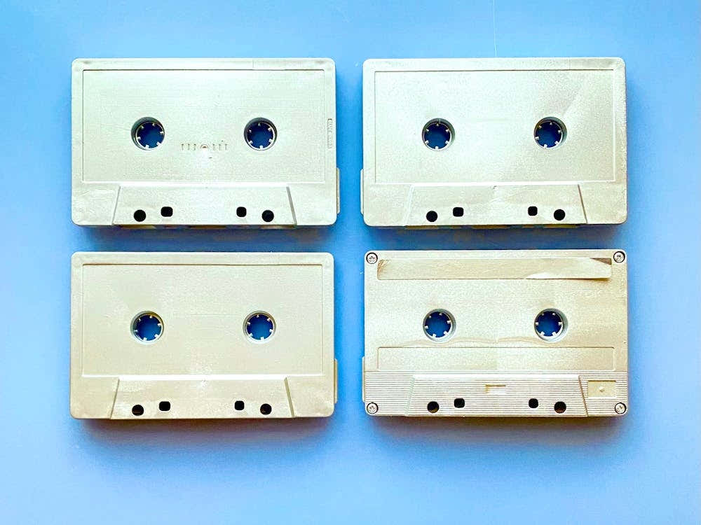 Cassettes - Silver on Blue
