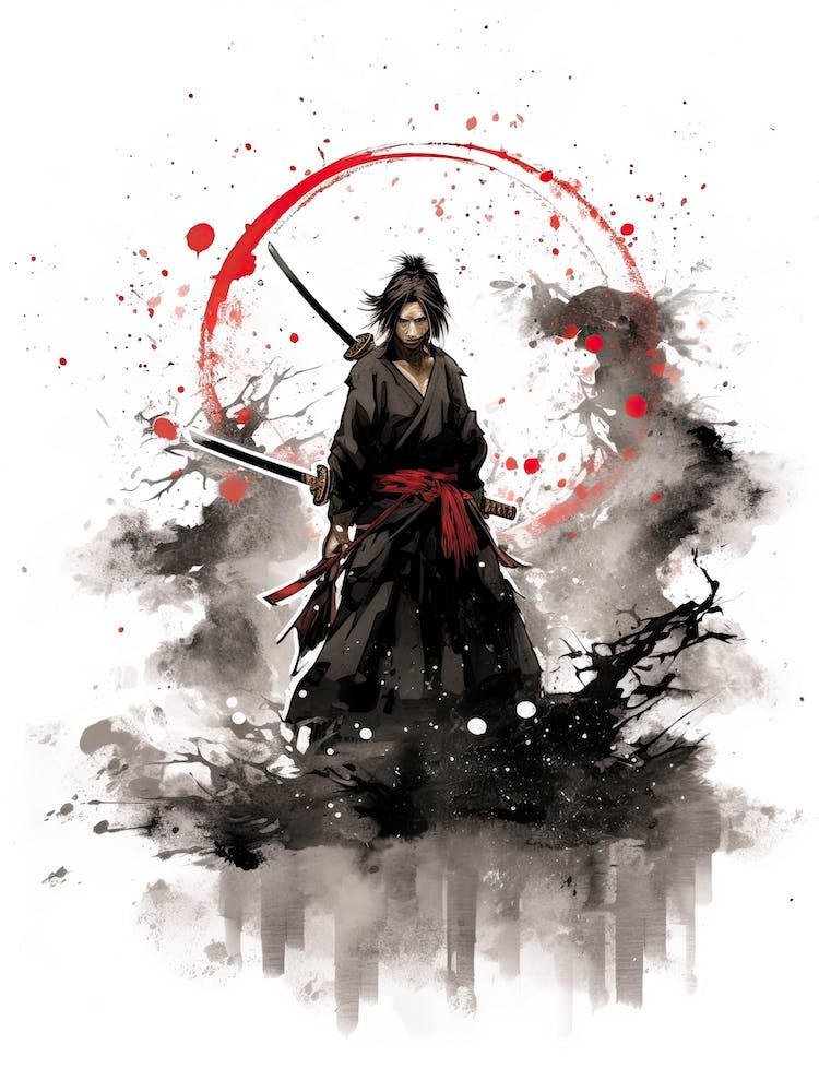 Samurai Sumi E Illustration 8