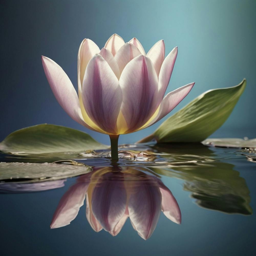 The Magic of the Floating Lotus: The Beauty of Serene Nature"** "A depiction of the delicate and harmonious beauty of the floating lotus over the water."