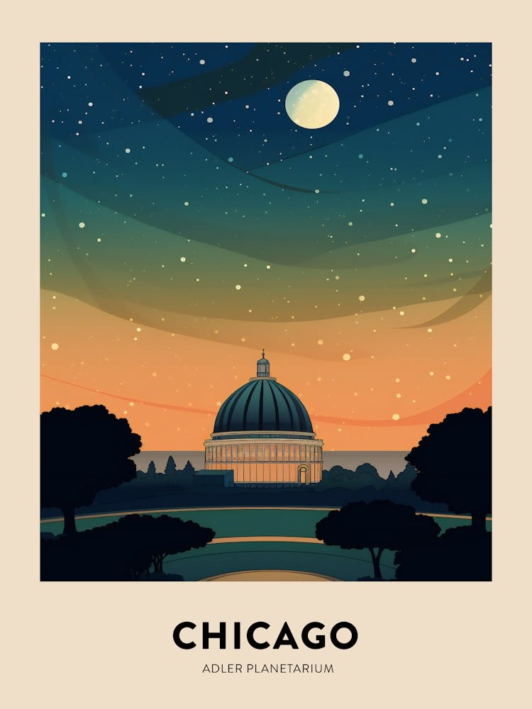 Adler Planetarium Chicago Travel Poster