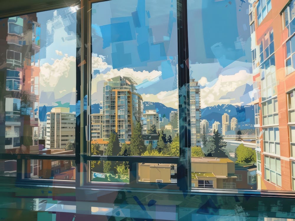 Vancouver From The Window View Painting 4