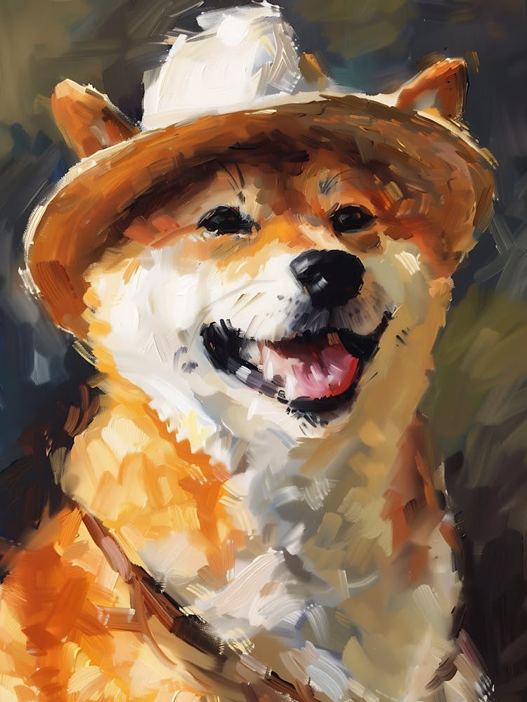 Oil Painting Smiling Shiba Inu 12
