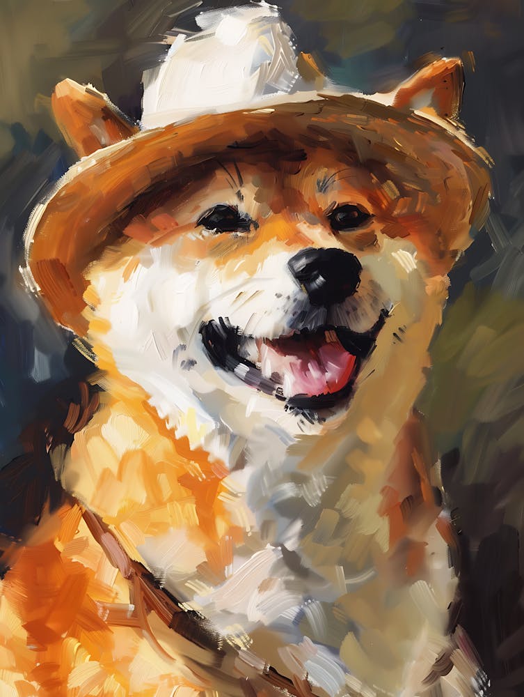 Oil Painting Smiling Shiba Inu 12