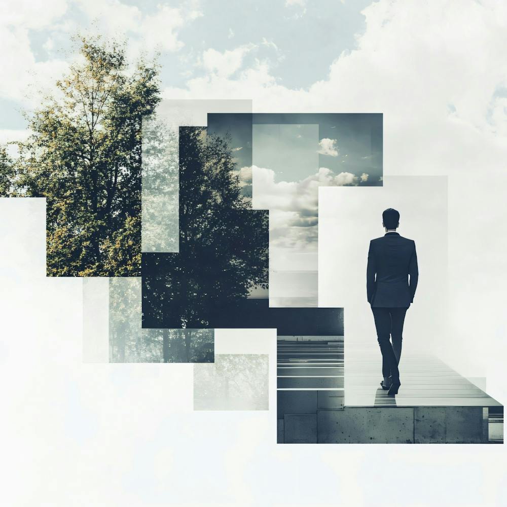Businessman Walking On A Path