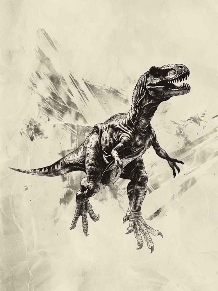Baryonyx Dinosaur Paint Smear Illustration
