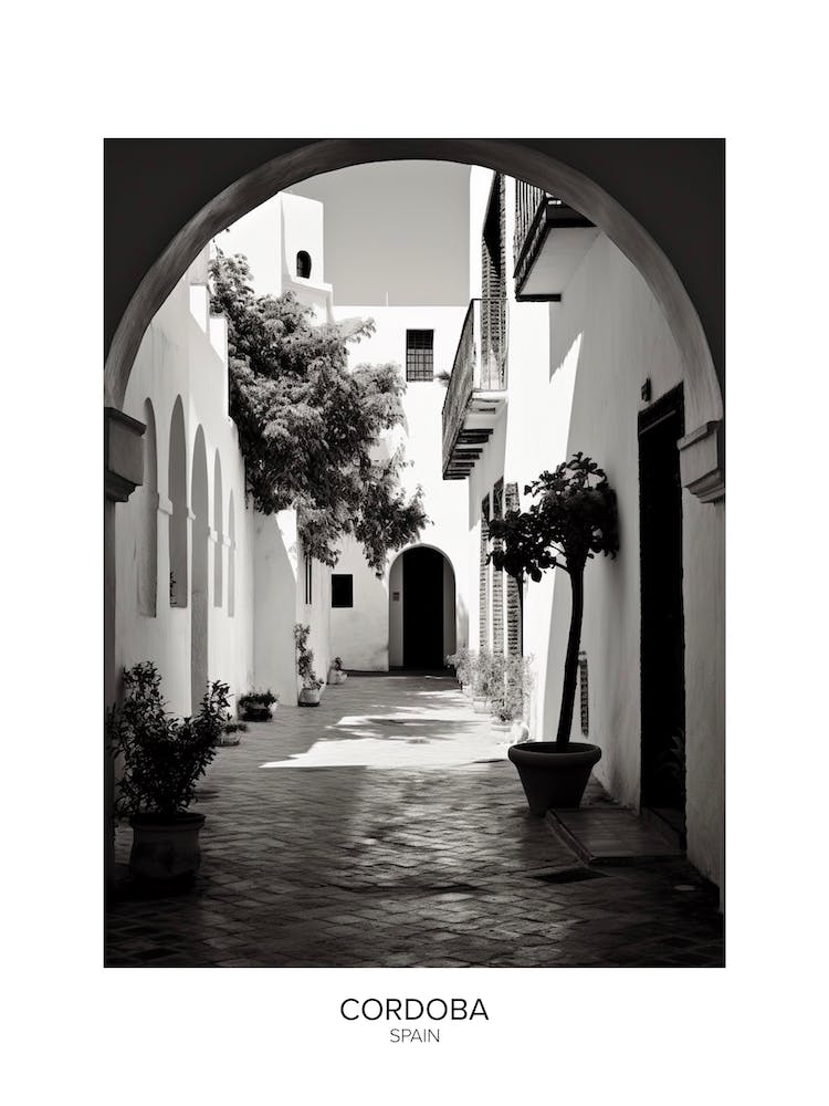 Poster Of Cordoba, Spain, Black And White Analogue Photography 4