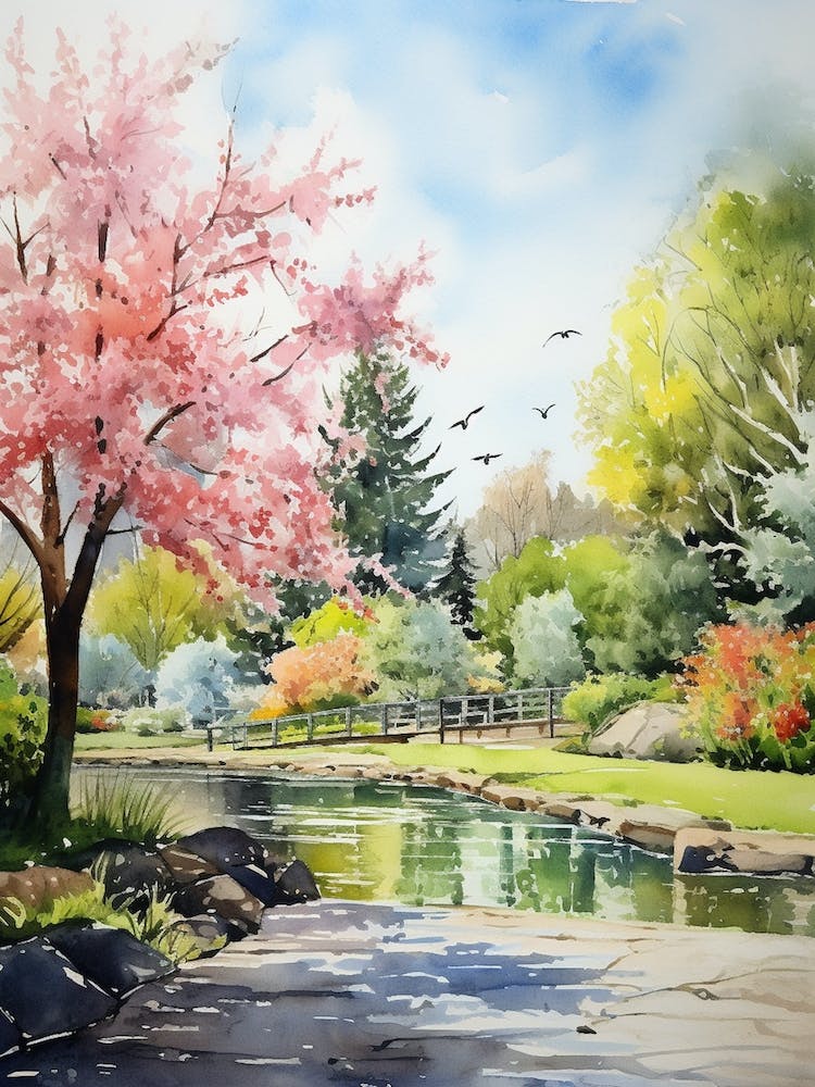 Denver Botanical Gardens Usa Watercolour 2