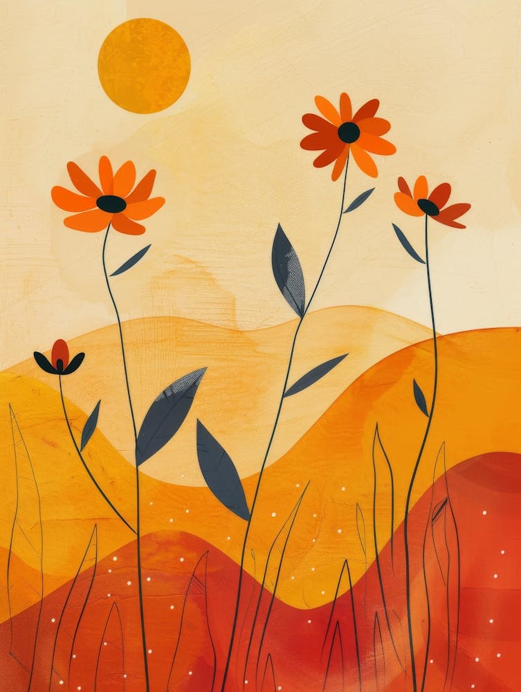Sunset With Daisies 1