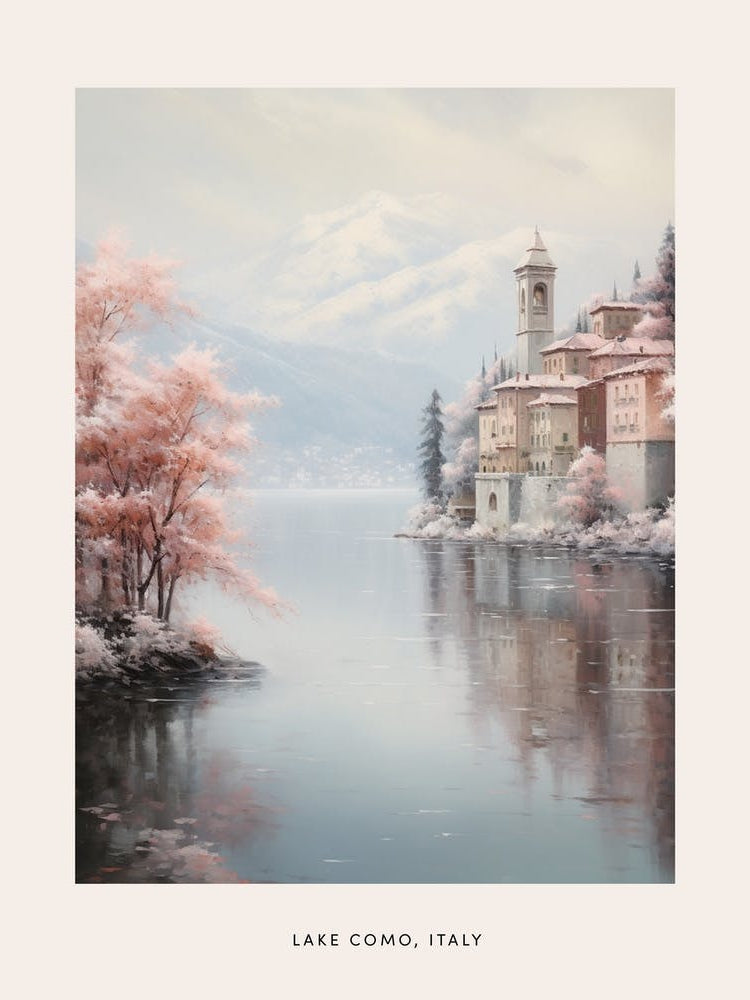 Dreamy Winter Painting Poster Lake Como Italy 3