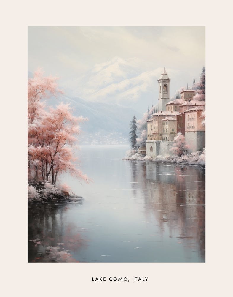 Dreamy Winter Painting Poster Lake Como Italy 3