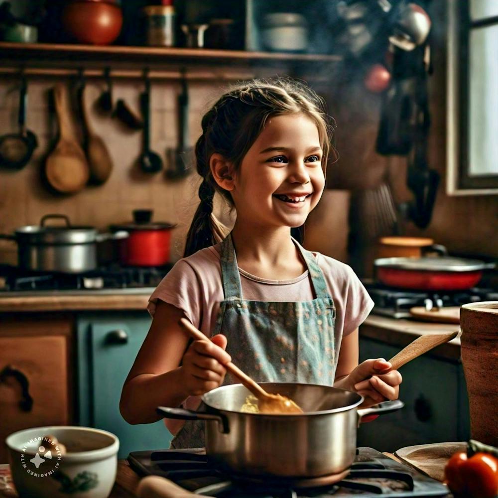 little girl preparing a meal